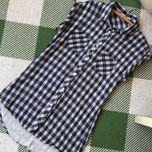 Maker of dreams long blue plaid lined night shirt